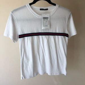 NEW white brandy Melville shirt with stripe.